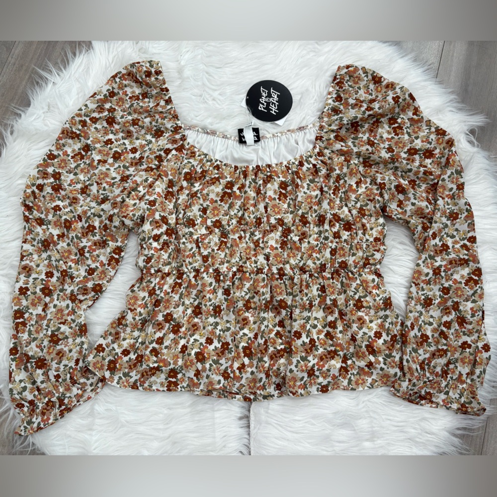🆕 Planet Heart Floral Blouse with Earthy Tones Size XL